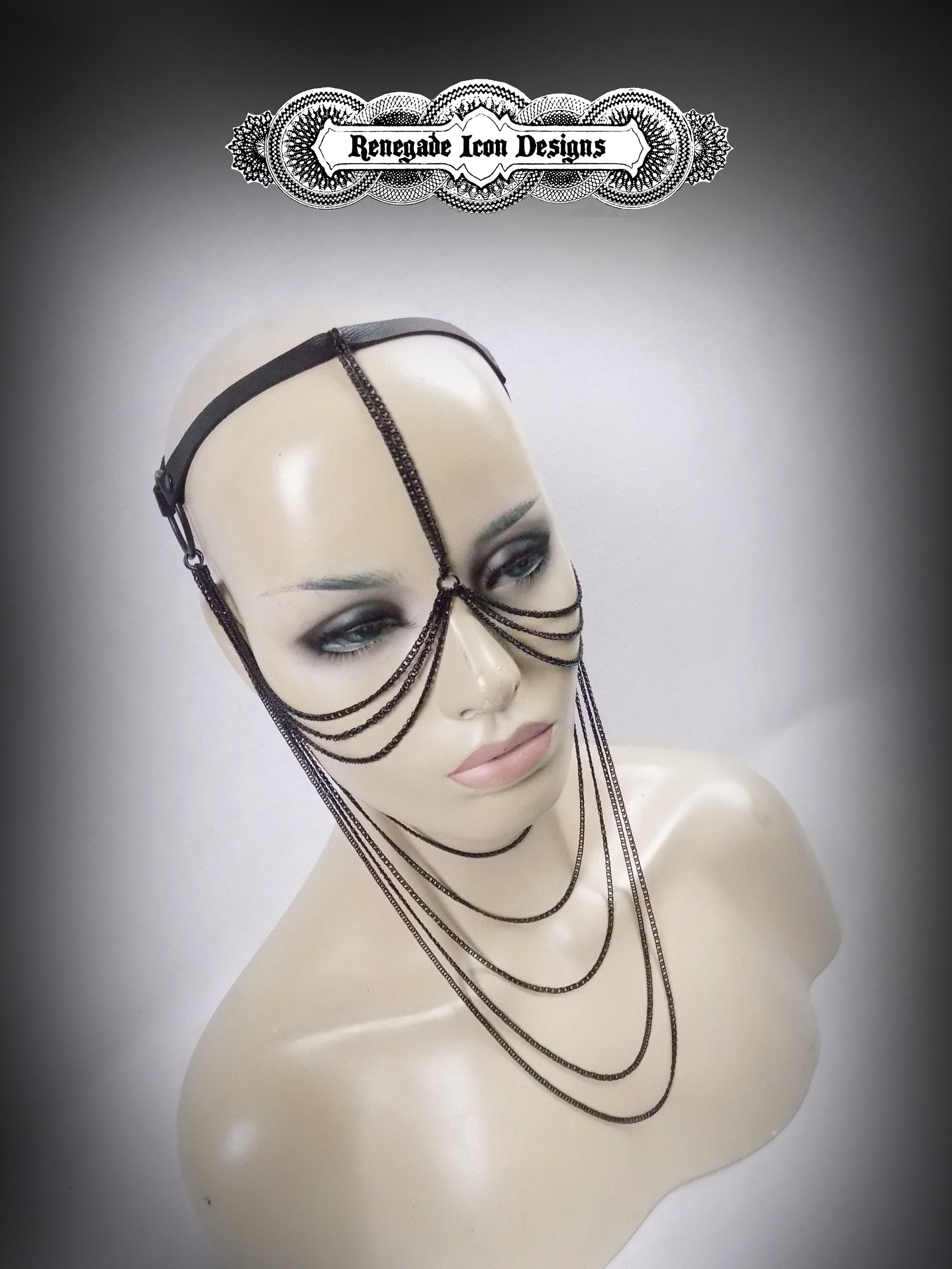 Slender Leather Head Chain, Face Chain, Face Jewelry, Versatile Chain ...