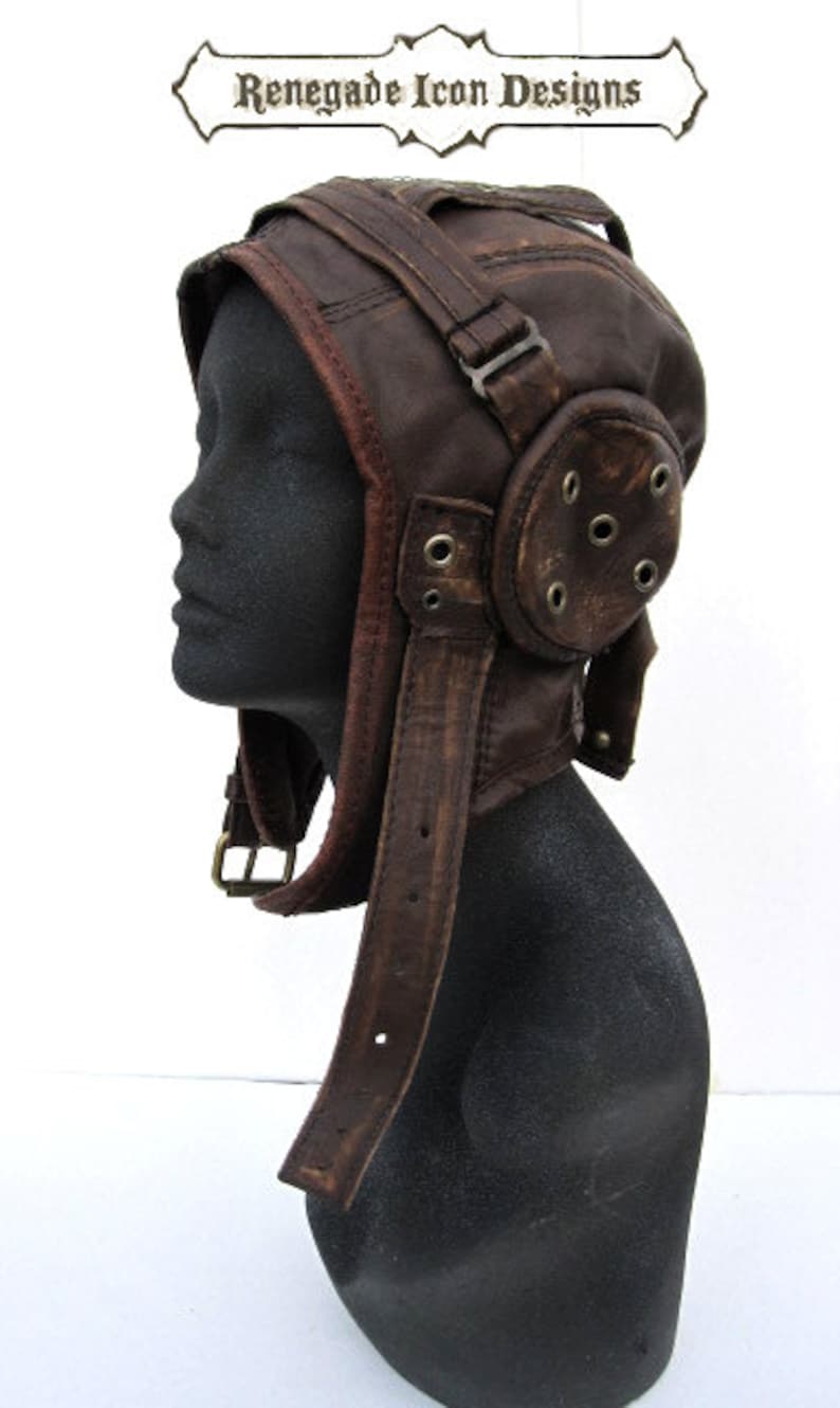 Aviator Hat Flight Cap Tank Girl Leather Distressed Image 0