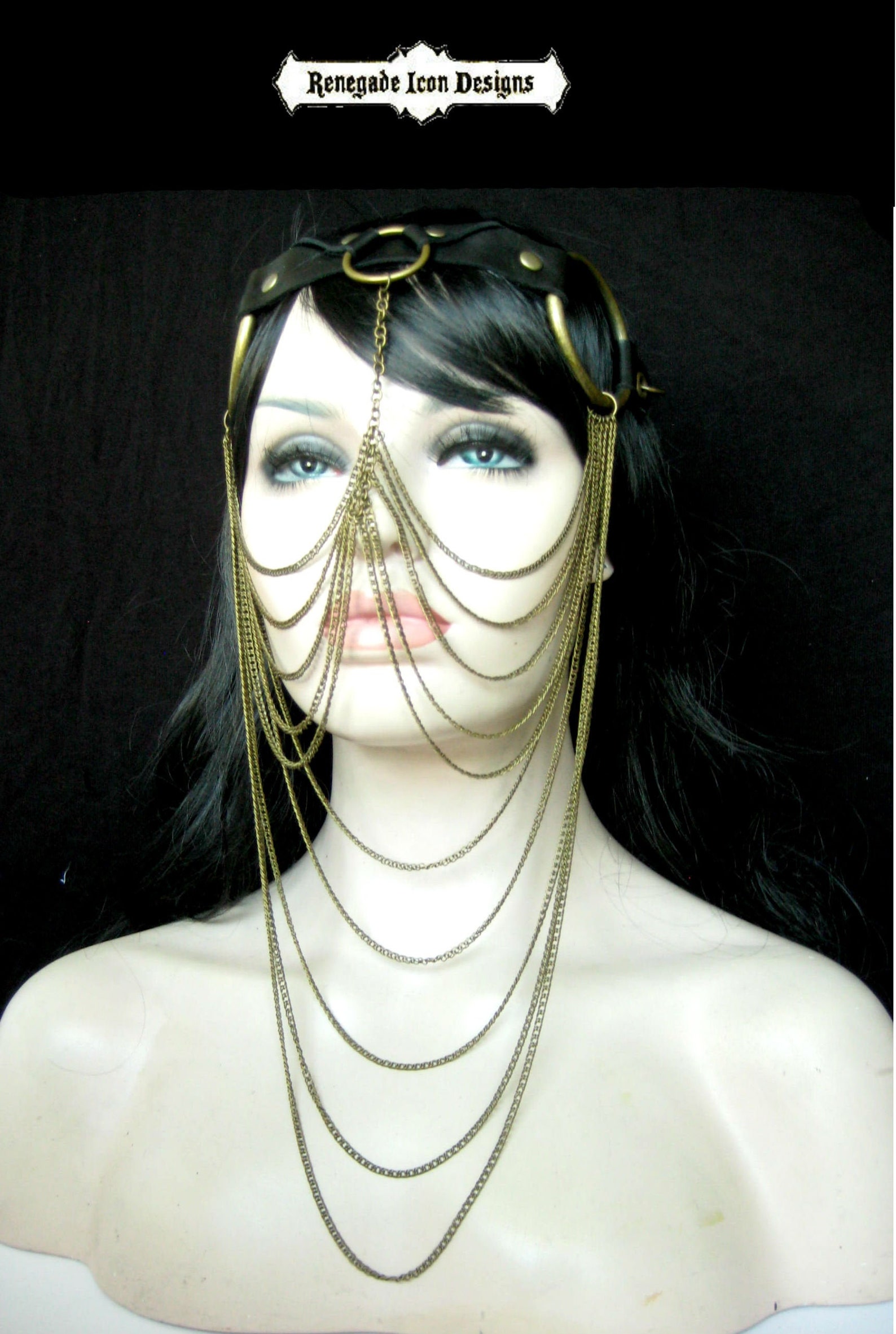 Chain Veil face jewelry Leather chain Veil Headpiece Exotic Etsy