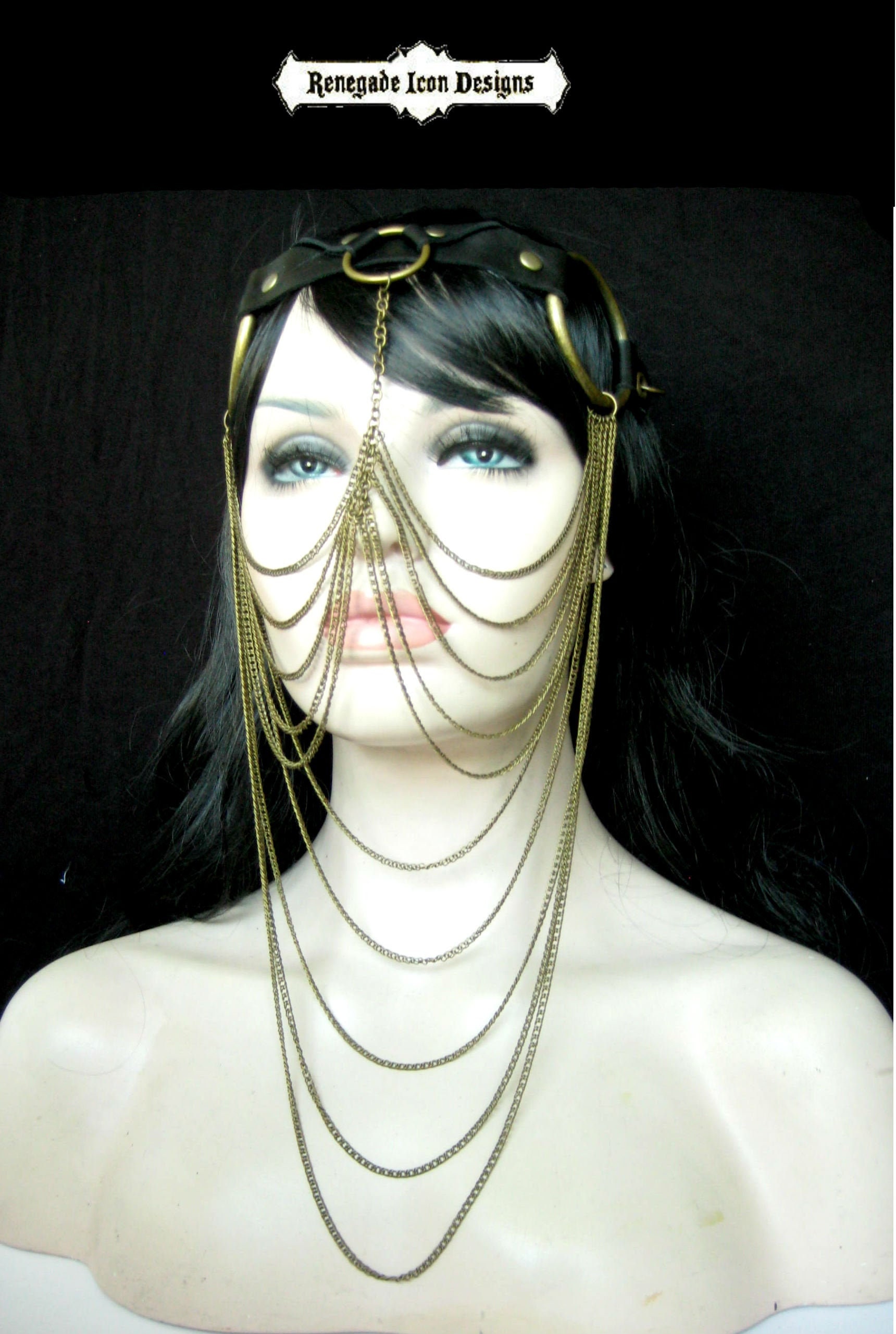 Chain Veil face jewelry Leather chain Veil Headpiece Exotic Etsy