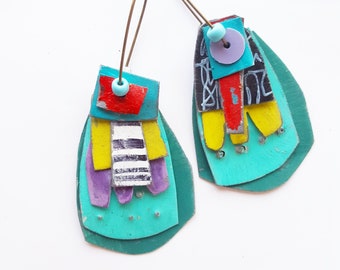 Summer Song unmatched  reclaimed tin earrings
