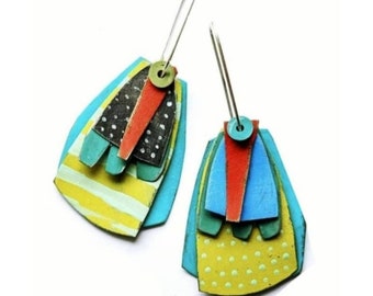 July Song painted reclaimed tin earrings