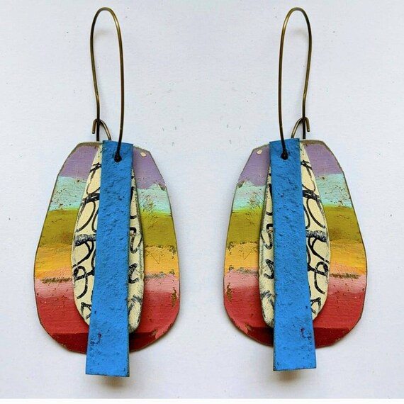 Red and White Striped Layered Earrings Red and White Striped Layered Earrings