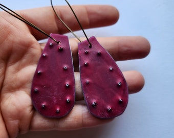 prickly Pear painted reclaimed tin earrings