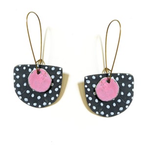 Polka dot party earrings with your choice of top circle bit color