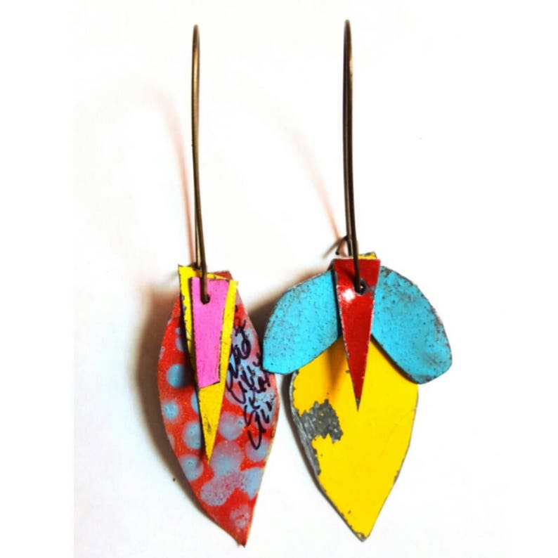 Unmatched Earrings With Polkadots and Yellow Etsy