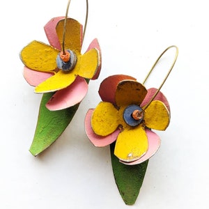 Spring Bloom Earrings with leaf