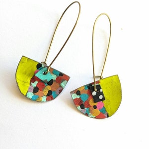 Confetti earrings with lime chartreuse green image 1