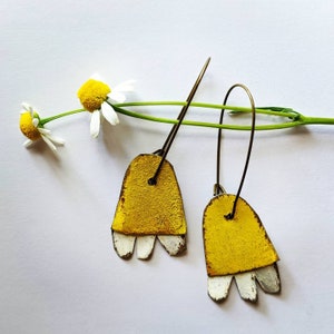 Chamomile bloom reclaimed tin earrings