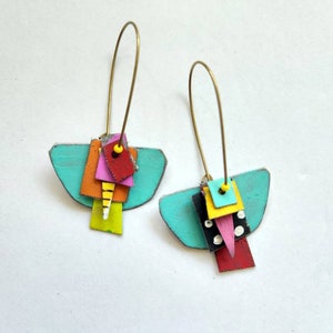 Summertime painted reclaimed tin earrings image 1