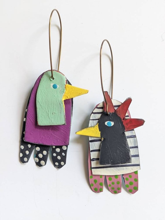 Free-range unmatched chicken earrings