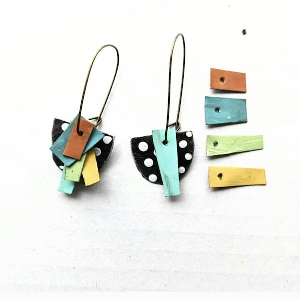 Confetti earrings with bits in Southwest colors