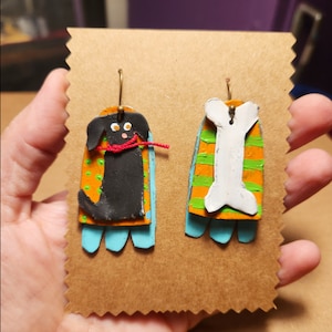 Dog and bone earrings your choice of colors