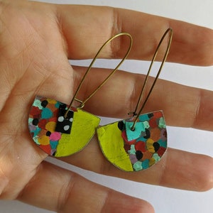 Confetti earrings with lime chartreuse green image 3