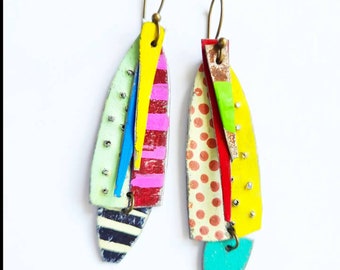 Grayton Beach breeze reclaimed tin earrings