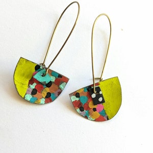 Confetti earrings with lime chartreuse green image 2