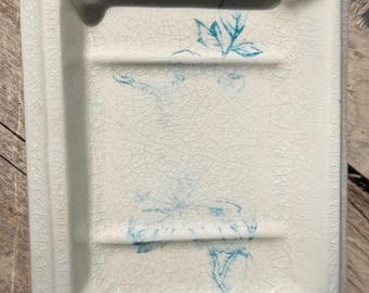 Antique Imperial Ironstone China Soap Dish Blue Transferware Cottagecore French Country Vanity Dish