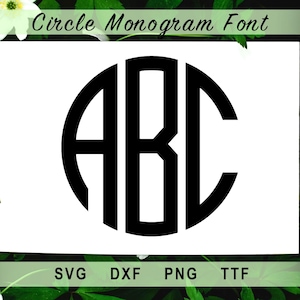 Kreis Monogramm SVG, Stickerei Kreis Monogramm, Kreis Monogramm Schriftart, TTF, Monogramm Schnittdatei