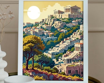 Athen Print, Athen Kunstdruck, Vintage Athen Reiseposter, Vintage Athen Wandkunst, Griechenland Kunstdruck, Poster Download
