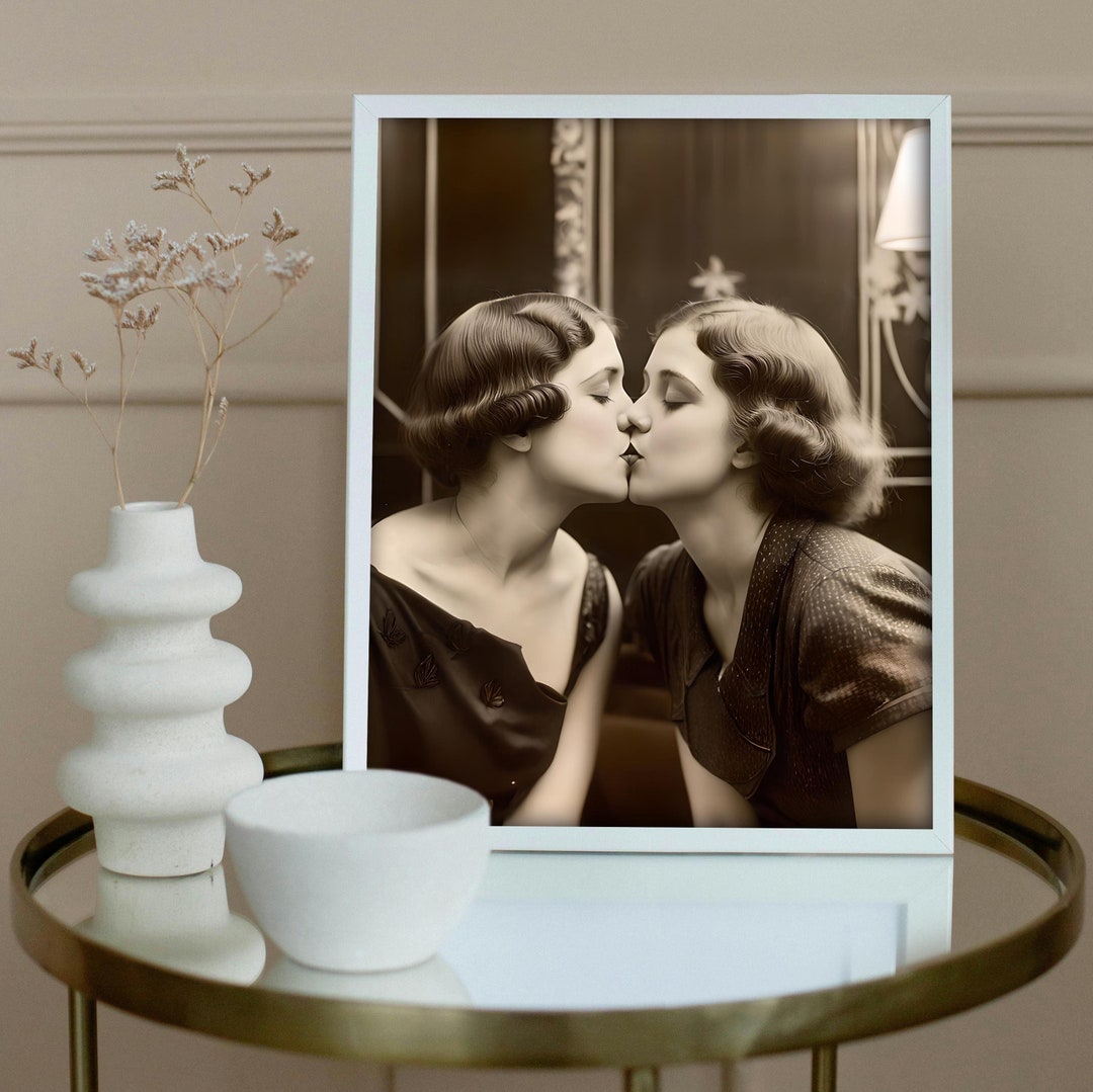 Vintage Lesbian Wall Art Retro Lesbian Art Print Lesbian Kiss Wall vintage-lesbian-wall-art-retro-lesbian-art-print-lesbian-kiss-wall