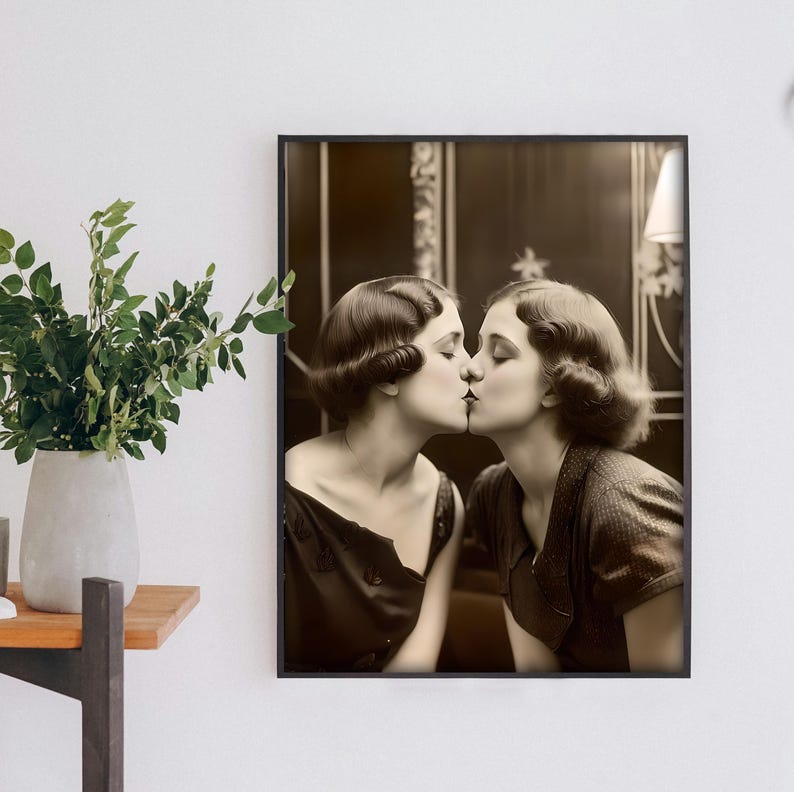 vintage-lesbian-wall-art-retro-lesbian-art-print-lesbian-kiss-wall