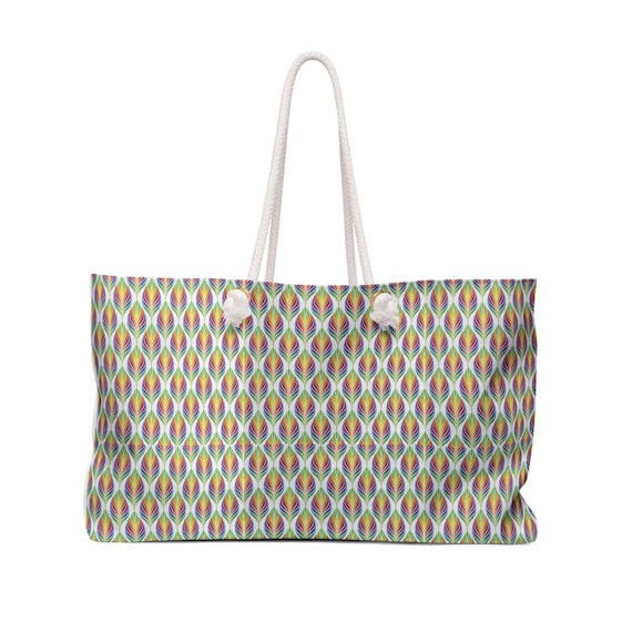 Rainbow Feather Weekender Bag