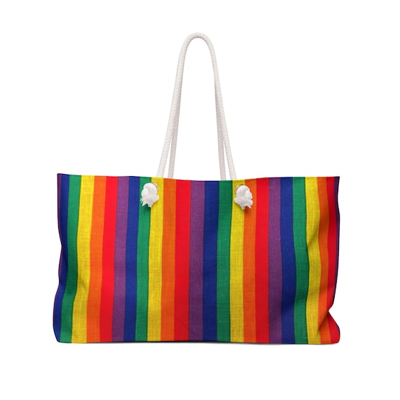 Rainbow Stripes Weekender Bag | Colorful Pride Travel Tote