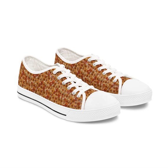 Sunflower Low Top Sneakers, Floral Women's Shoes, Flower Print Sneakers, Cute Sunflower Design, Garden Theme Shoes, Yellow Flower Sneakers,