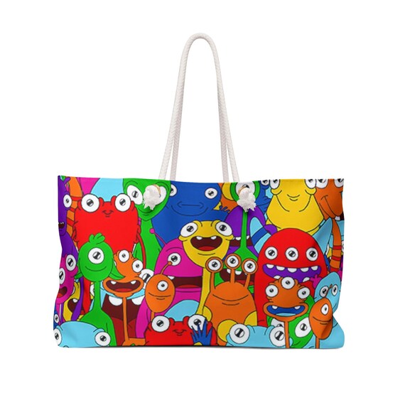 Monster Print Weekender Bag, Oversized Travel Tote