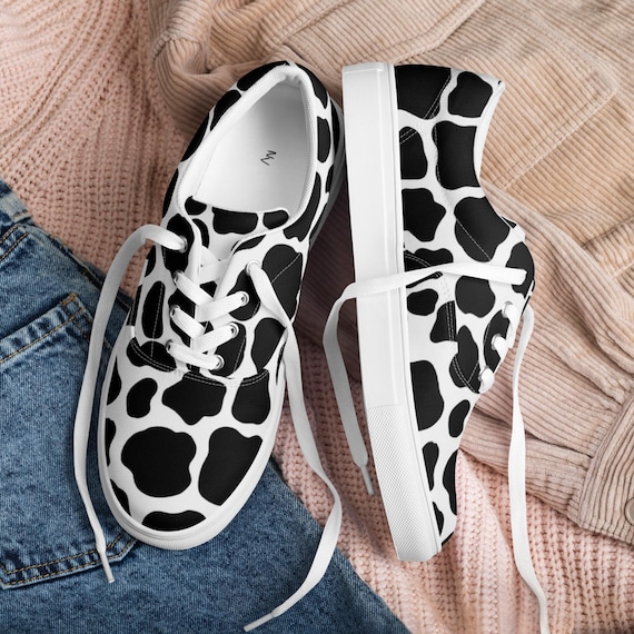 Women’s lace-up  Cow print canvas shoes