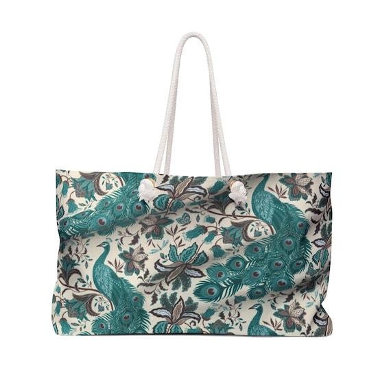 Fun Peacock Print Weekender Bag | Lively Colors, Good Times