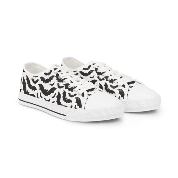 Bat Print Men's Sneakers, Gothic Shoes, Vampire Low Top Sneakers, Halloween Fashion, Alternative Footwear, Unique Men's Shoes