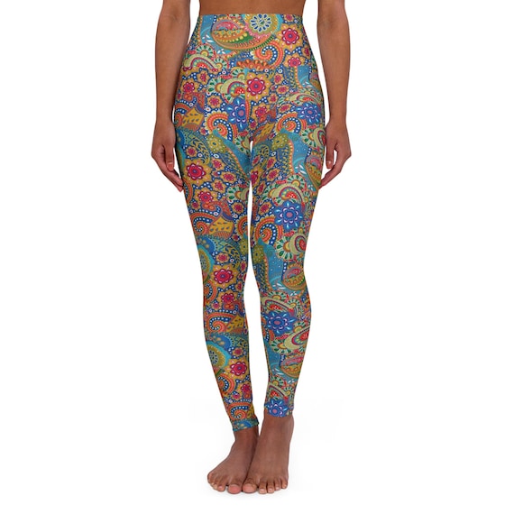 Vibrant High Waisted Yoga Leggings, Colorful Workout Pants, Activewear for Women, Fitness Leggings, Yoga Gear, Gift for Her