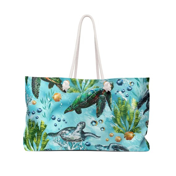 Sea Turtle Pattern Weekender Bag | Ocean Turtle Print Tote