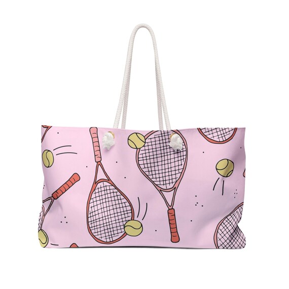 Tennis Racket Pattern Weekender Bag | Pink Tennis Ball Tote