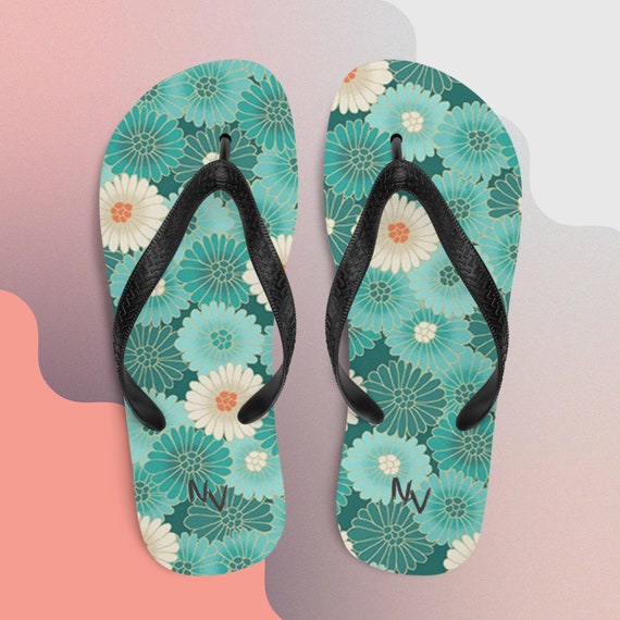 Chic Flower Print Flip-Flops