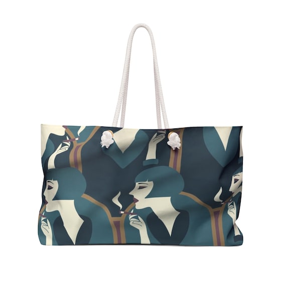 Art Deco Lounge Woman Weekender Bag | Retro Smoking Pattern