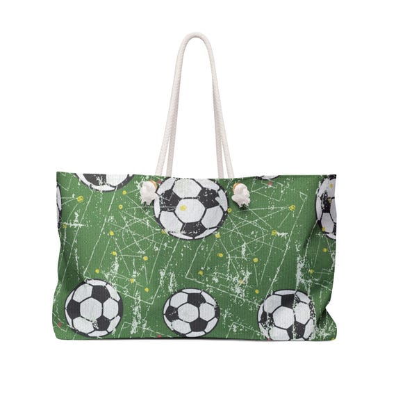 Soccer Ball Pattern Weekender Bag | Green Grunge Football Print