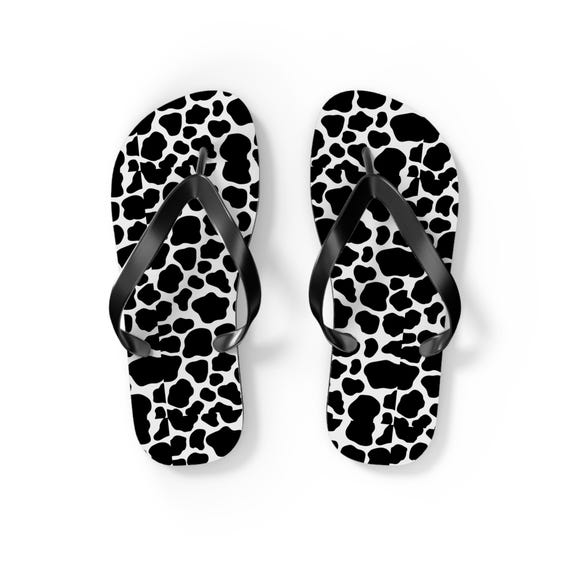 Cow Print Flip Flops