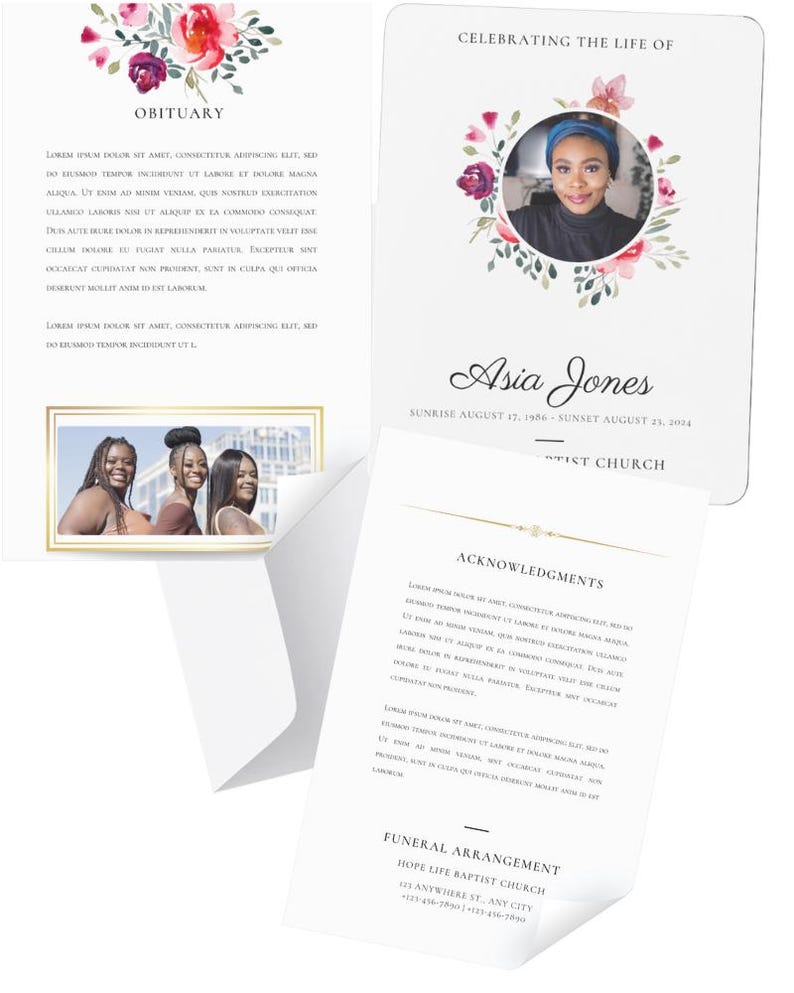 Editable Funeral Program Canva Template Funeral Handout Funeral