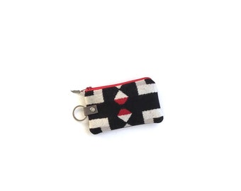 Key Fob Wallet, Mini Zipper Pouch, Credit Card Wallet, Pocket Purse Made With Pendleton® Wool and Leather