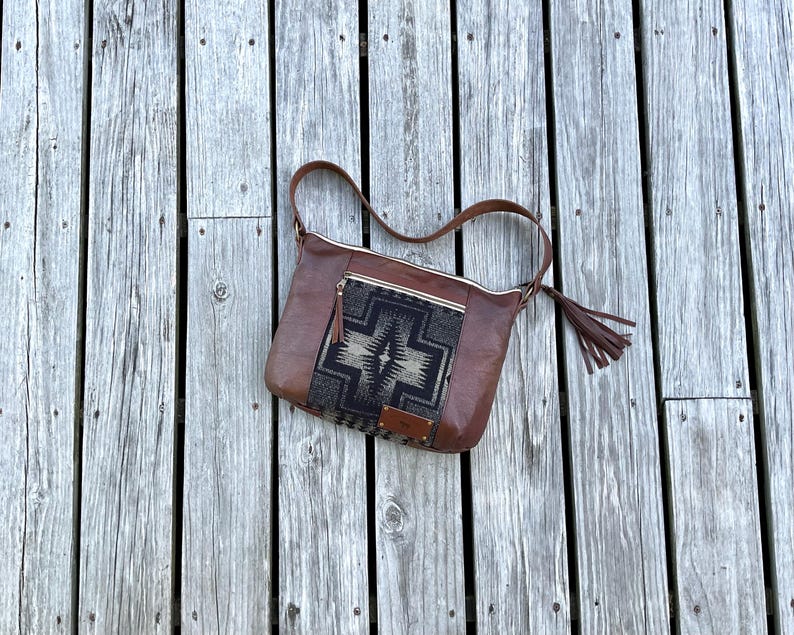 Slouch Purse Shoulder Bag Made With Pendleton Wool & Leather bild 8