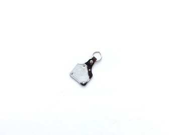 Dark Brown & White Hair On Cowgirl Key Fob, Western Key Ring