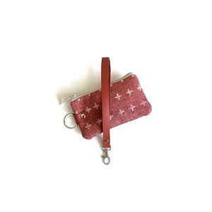 Monedero con llavero, minibolsillo con cremallera, monedero para tarjetas de crédito, monedero de bolsillo fabricado con lana y cuero Pendleton®