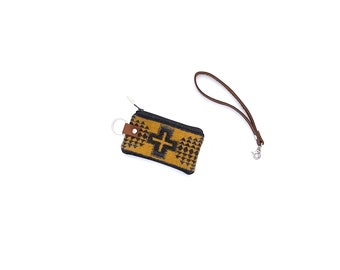 Key Ring Zipper Pouch, Mini Wallet, Mini Wristlet, Pocket Purse, Credit Card Pouch Made With Pendleton Wool & Leather