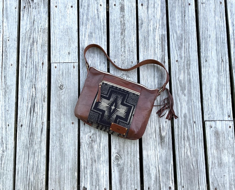 Slouch Purse Shoulder Bag Made With Pendleton Wool & Leather bild 3