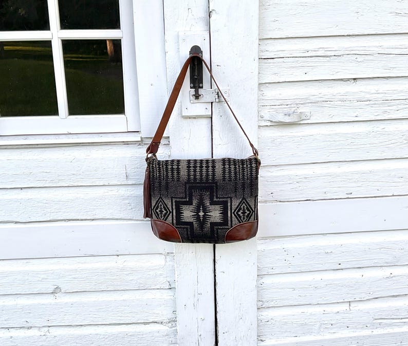 Slouch Purse Shoulder Bag Made With Pendleton Wool & Leather bild 14
