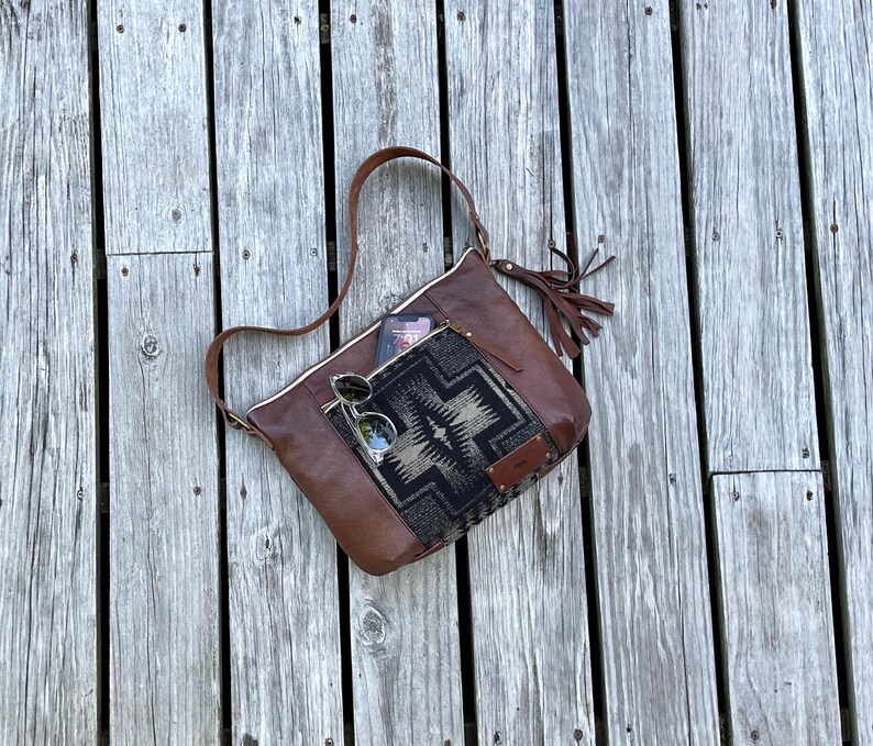 Slouch Purse Shoulder Bag Made With Pendleton Wool & Leather bild 12