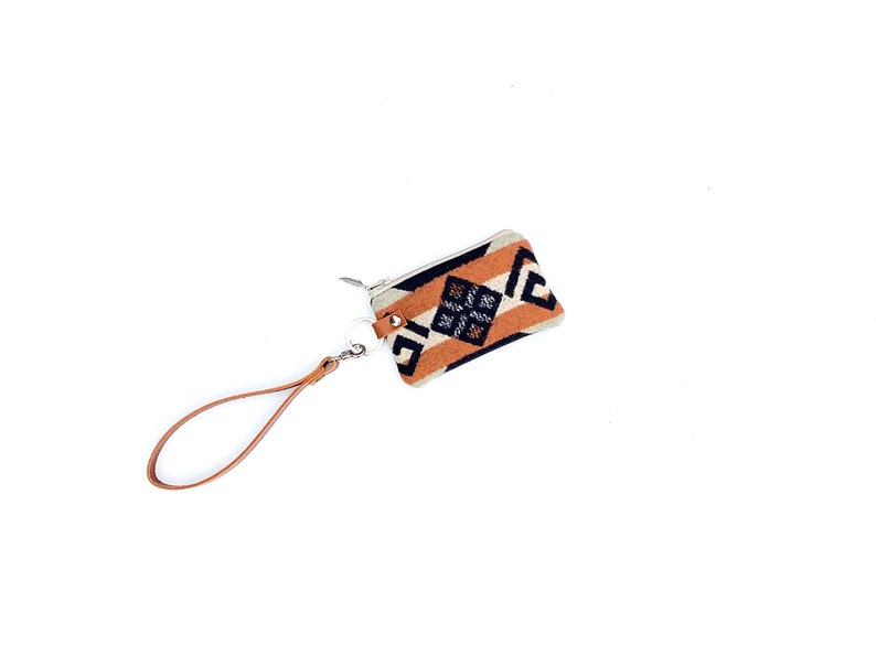 Key Fob Zipper Pouch, Mini Wallet, Small Wristlet, Pocket Purse Made With Pendleton® Wool & Leather image 1