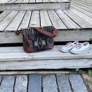 Slouch Purse Shoulder Bag Made With Pendleton Wool & Leather bild 9
